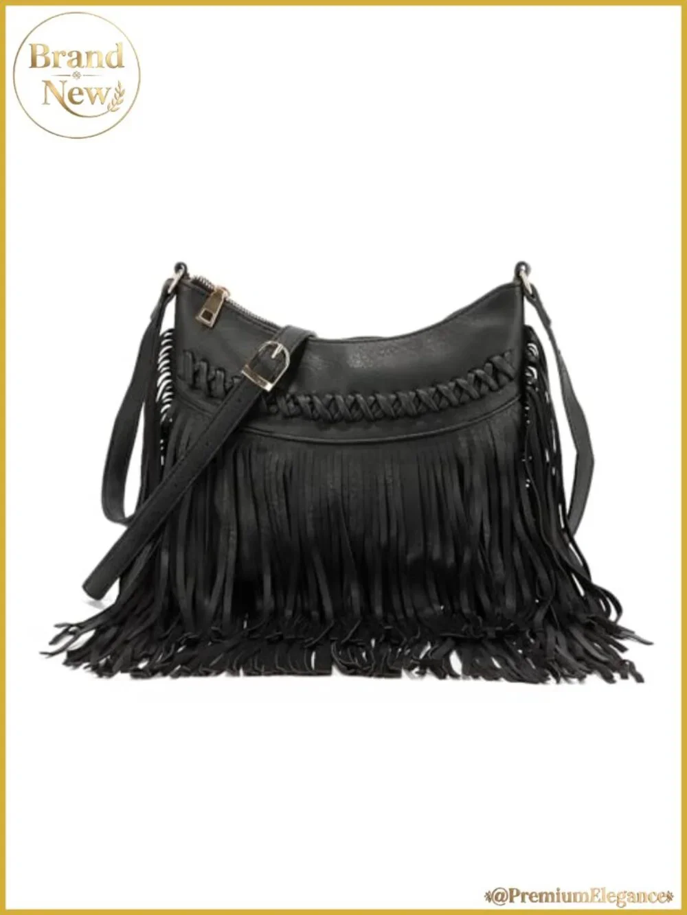 Vegan Leather Fringe Tassel Hobo Crossbody Bag Western Shoulder Purse